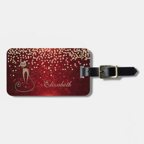 Elegant Glittery Bokeh  Foil Confetty_DiamondCat Luggage Tag