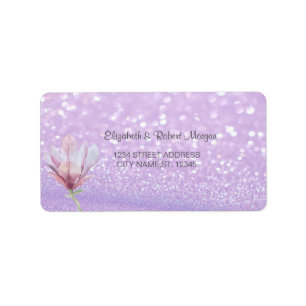 Elegant Glittery Bokeh ,Magnolia   Wedding Label