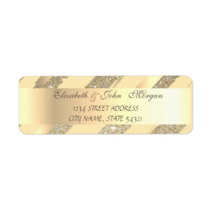 Elegant Glittery,Foil Brush Stroke Address Label