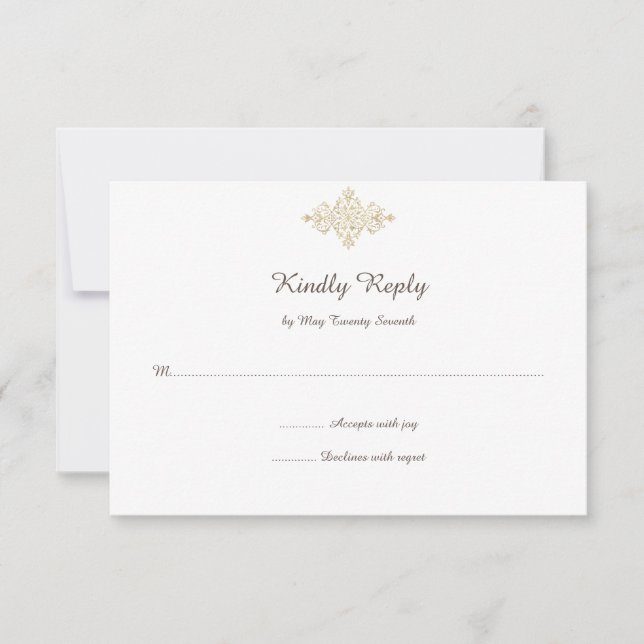 Elegant Glittery Golden RSVP card (Front)