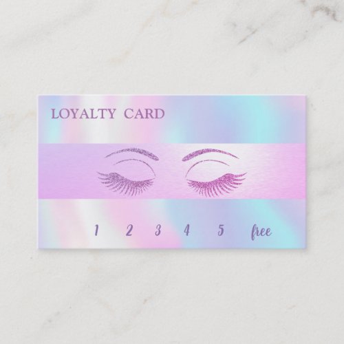 Elegant Glittery LashesStriped Holographic Loyalty Card