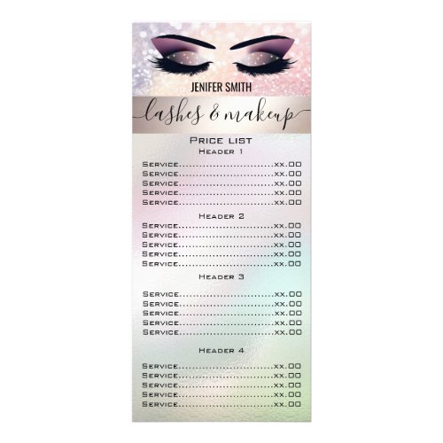 Elegant glittery makeup eyes holographic rack card