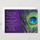 Elegant Glittery Purple Peacock Wedding Invitation (Front/Back)