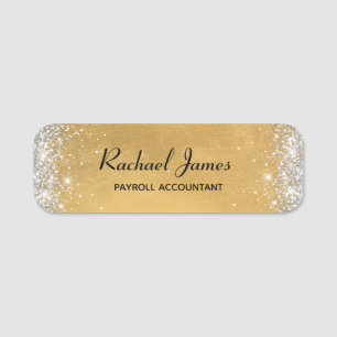 Elegant Glittery Soft Gold Foil Name Tag
