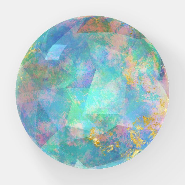 Elegant Globe  Iridescent Opal Gemstone Inspired  Paperweight (Front)