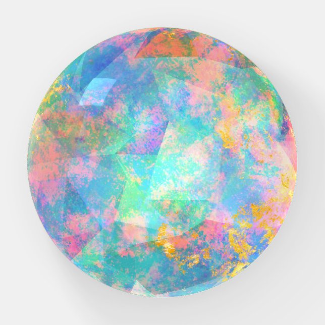 Elegant Globe  Iridescent Opal Gemstone Inspired  Paperweight (Front)