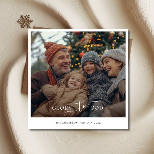 Elegant Glory To God Religious Christmas Photo Holiday Card