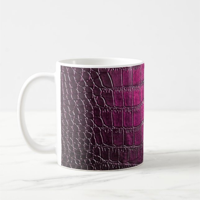Elegant, glossy, embossed skin leather texture in  coffee mug (Left)