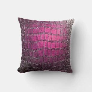 Elegant, glossy, embossed skin leather texture in throw pillow