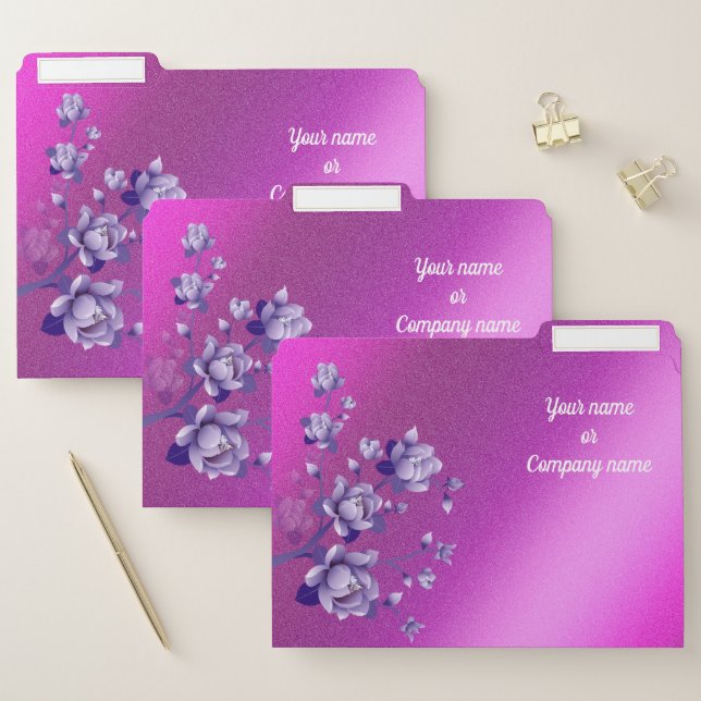 Elegant Glossy Pink File Folder (Set)