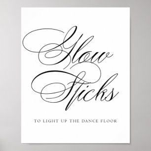 Elegant Glow Sticks Black Calligraphy Chic Table Poster
