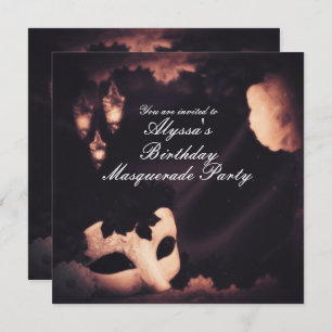 Elegant Glow Vintage Masquerade Mask Invitation
