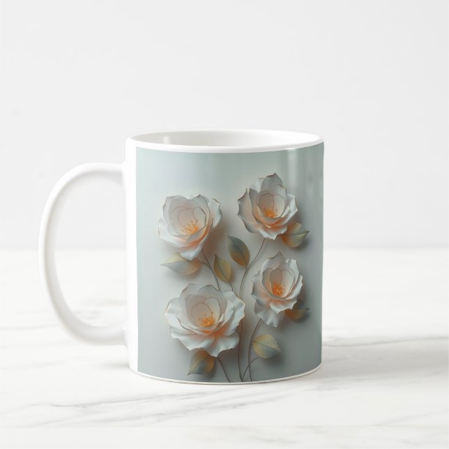 Elegant Glowing 3 D Flowers Coffee Mug (Left)
