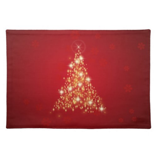 Elegant Glowing Merry Christmas Tree Cloth Placemat