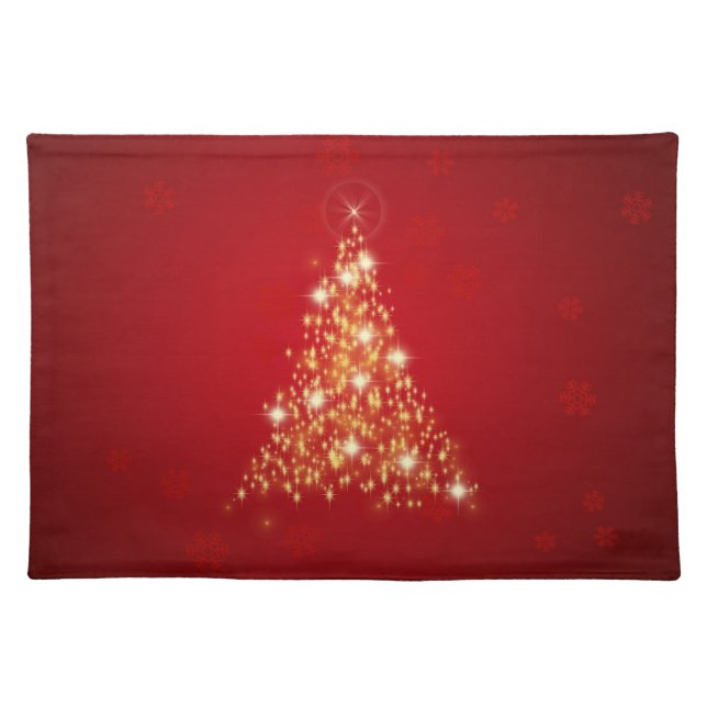Elegant Glowing Merry Christmas Tree Cloth Placemat (Front)