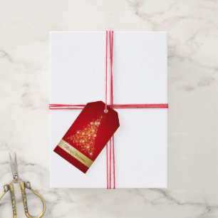 Elegant Glowing Merry Christmas Tree Gift Tags