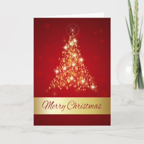 Elegant Glowing Merry Christmas Tree Holiday Card