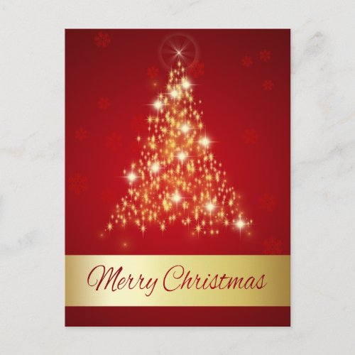 Elegant Glowing Merry Christmas Tree Holiday Postc