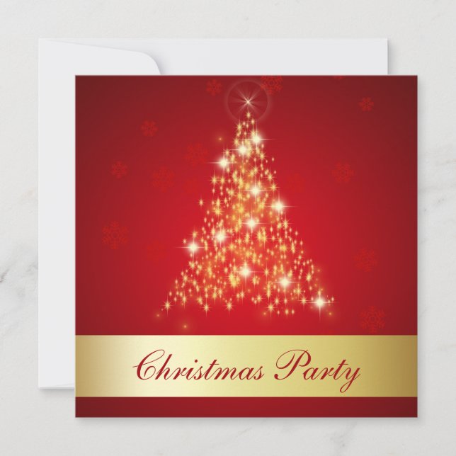 Elegant Glowing Merry Christmas Tree Invitation (Front)