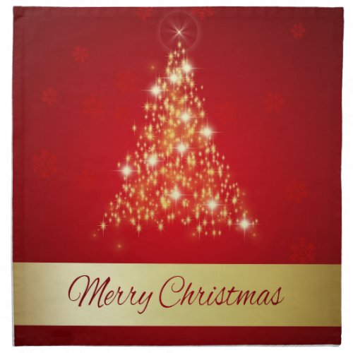 Elegant Glowing Merry Christmas Tree Napkin