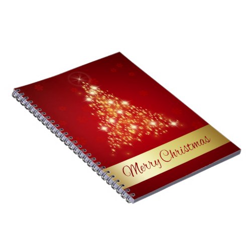 Elegant Glowing Merry Christmas Tree Notebook