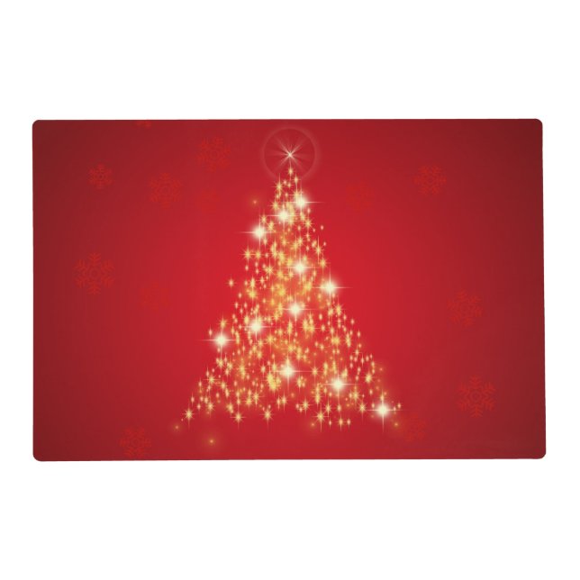 Elegant Glowing Merry Christmas Tree Placemat (Front)