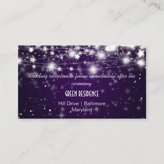 Elegant Glowing Stars Purple Wedding Insert (Front)