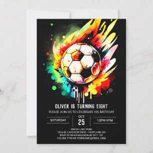 Elegant Goal Printable Soccer Birthday Invitation