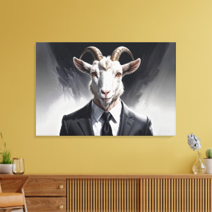 Elegant goat gentleman in formal portrait scene canvas print
