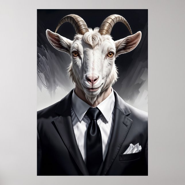 Elegant goat gentleman in formal portrait scene poster (Front)