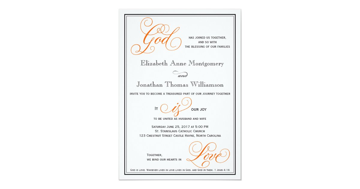 Elegant God is Love Christian Wedding Invitation