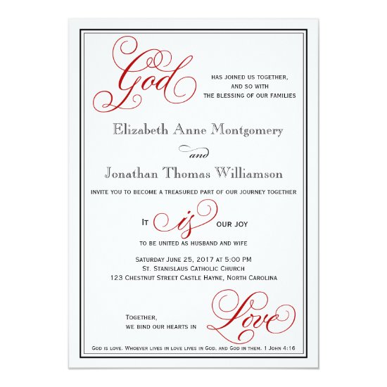 Elegant God is Love Christian Wedding Invitation