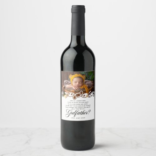 Elegant Godfather Photo Proposal Wine Label