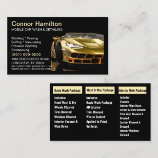 Elegant goid Black Mobile Auto Car Wash Detailing  Business Card