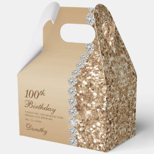 Elegant Gold 100th Birthday Favor Boxes