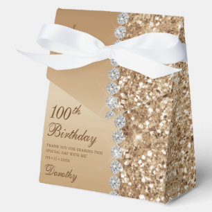 Elegant Gold 100th Birthday Favor Boxes