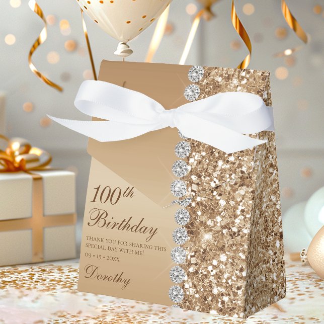 Elegant Gold 100th Birthday Favor Boxes (Creator Uploaded)