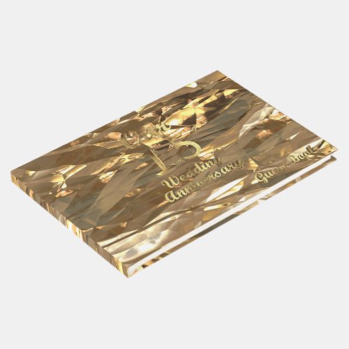 Elegant Gold 15th Wedding Anniversary Guest Book