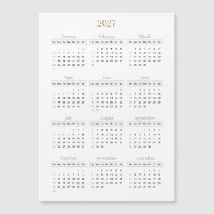 Elegant Gold 2027 Calendar Any background color