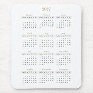 Elegant Gold 2027 Calendar Any background color Mouse Pad