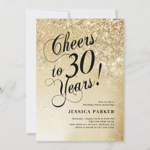 Elegant Gold 30th Birthday Invitation