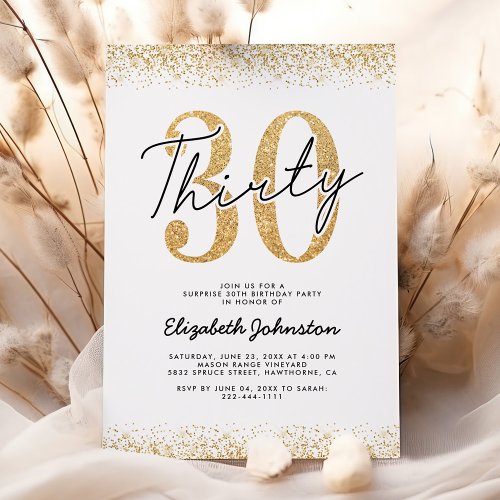 Elegant Gold 30th Birthday Party Invitation