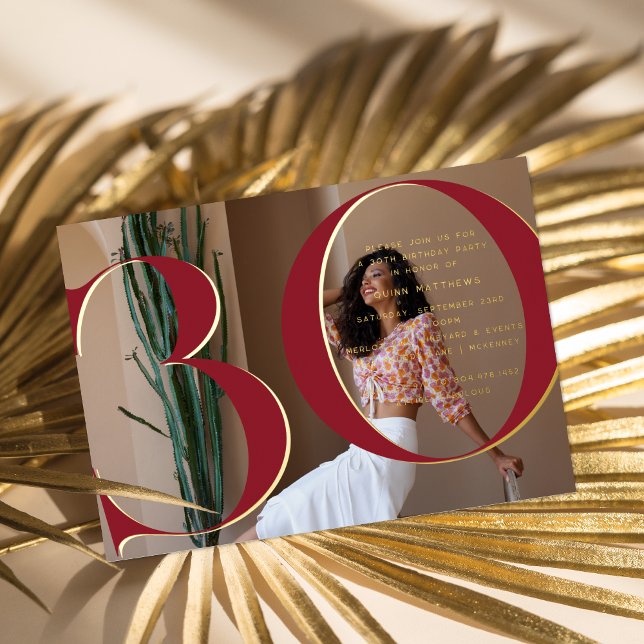 Elegant Gold | 30th Birthday Party Photo Foil Invitation (Creator Uploaded)