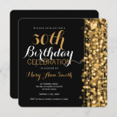 Elegant Gold 30th Birthday Party Sparkles Invitation (Front/Back)