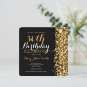 Elegant Gold 30th Birthday Party Sparkles Invitation (Standing Front)