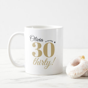 Elegant Gold 30th Birthday Personalized Souvenir Coffee Mug
