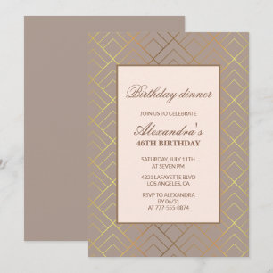 Elegant Gold 46th birthday Dinner invitations 