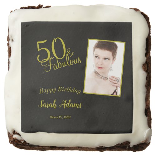 Elegant Gold 50 Fab Birthday Party Brownie