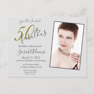 Elegant Gold 50 & Fabulous Birthday Party Invite