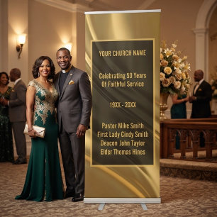 Elegant Gold 50 Years Anniversary Church Banner
